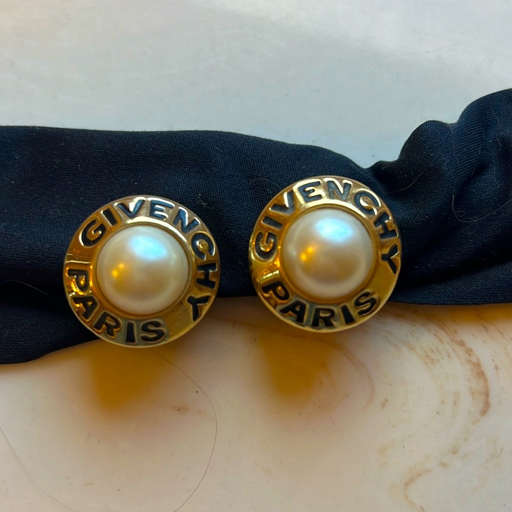 Vintage Rare Givenchy Logo Signed Earrings